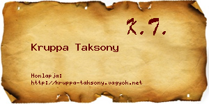Kruppa Taksony névjegykártya